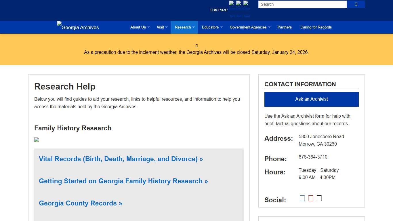 Research Help Georgia Archives